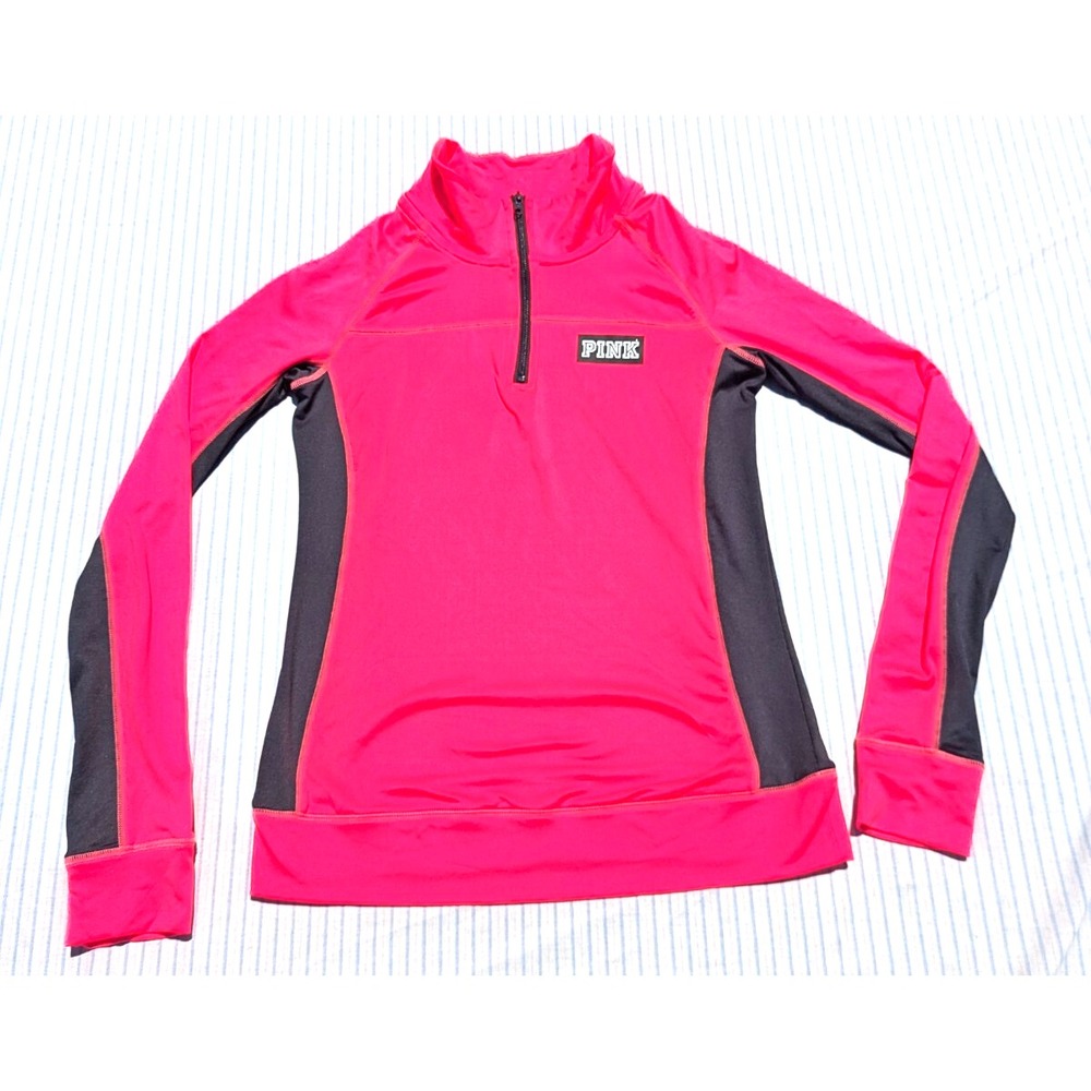Pink by Victoria's Secret Women's S Pink Cotton Blend 1/4 Zip‎ Sweater Pullover